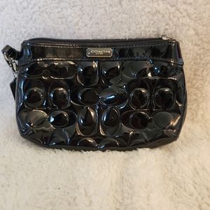 Coach signature black wristlet